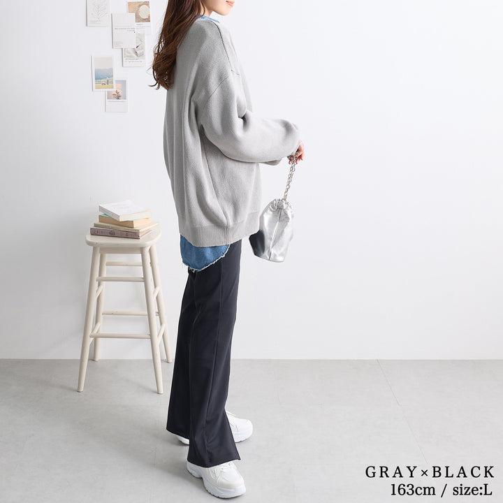 <span>【クーポンで3999円！】</span>【ニット/セーター】『格上げロゴのゆるニット』ダブルジャカードロゴセーター