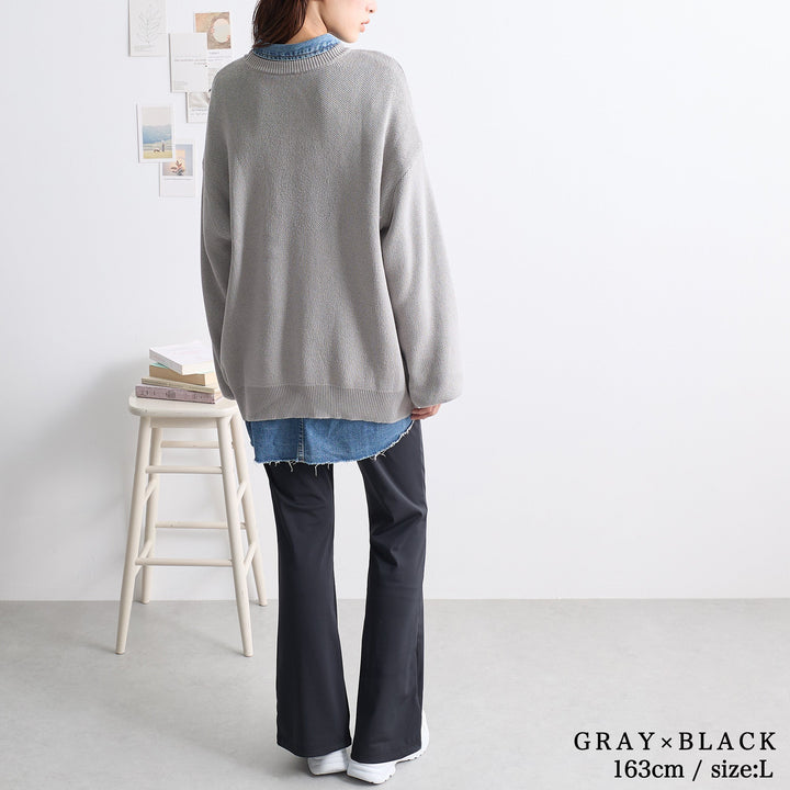 <span>【クーポンで3999円！】</span>【ニット/セーター】『格上げロゴのゆるニット』ダブルジャカードロゴセーター