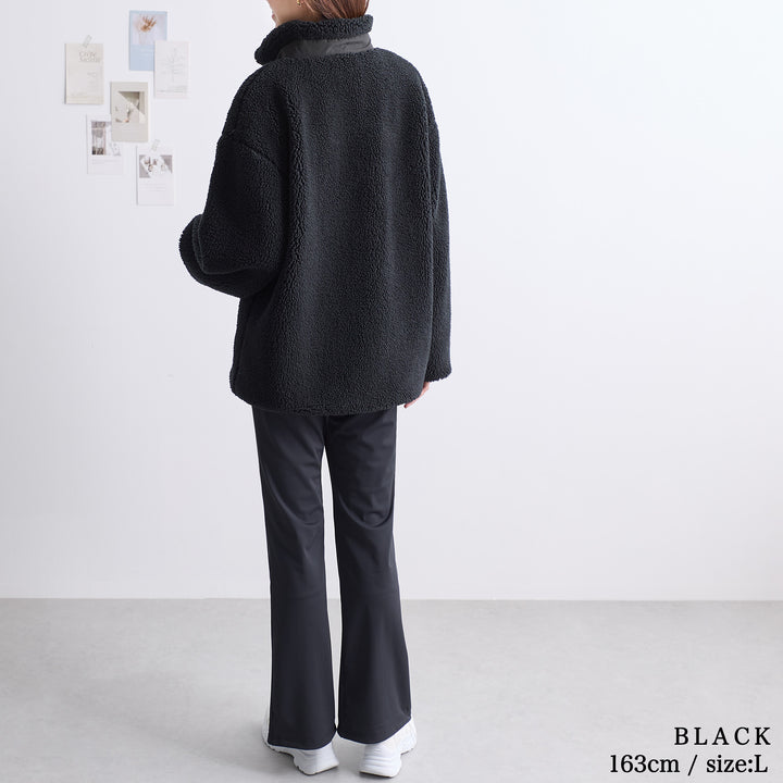 <span>【クーポンで5999円！】</span>【コート/ジャケット】『ファー×タフタのリバーシブル』リバーシブルフリース切替ブルゾン