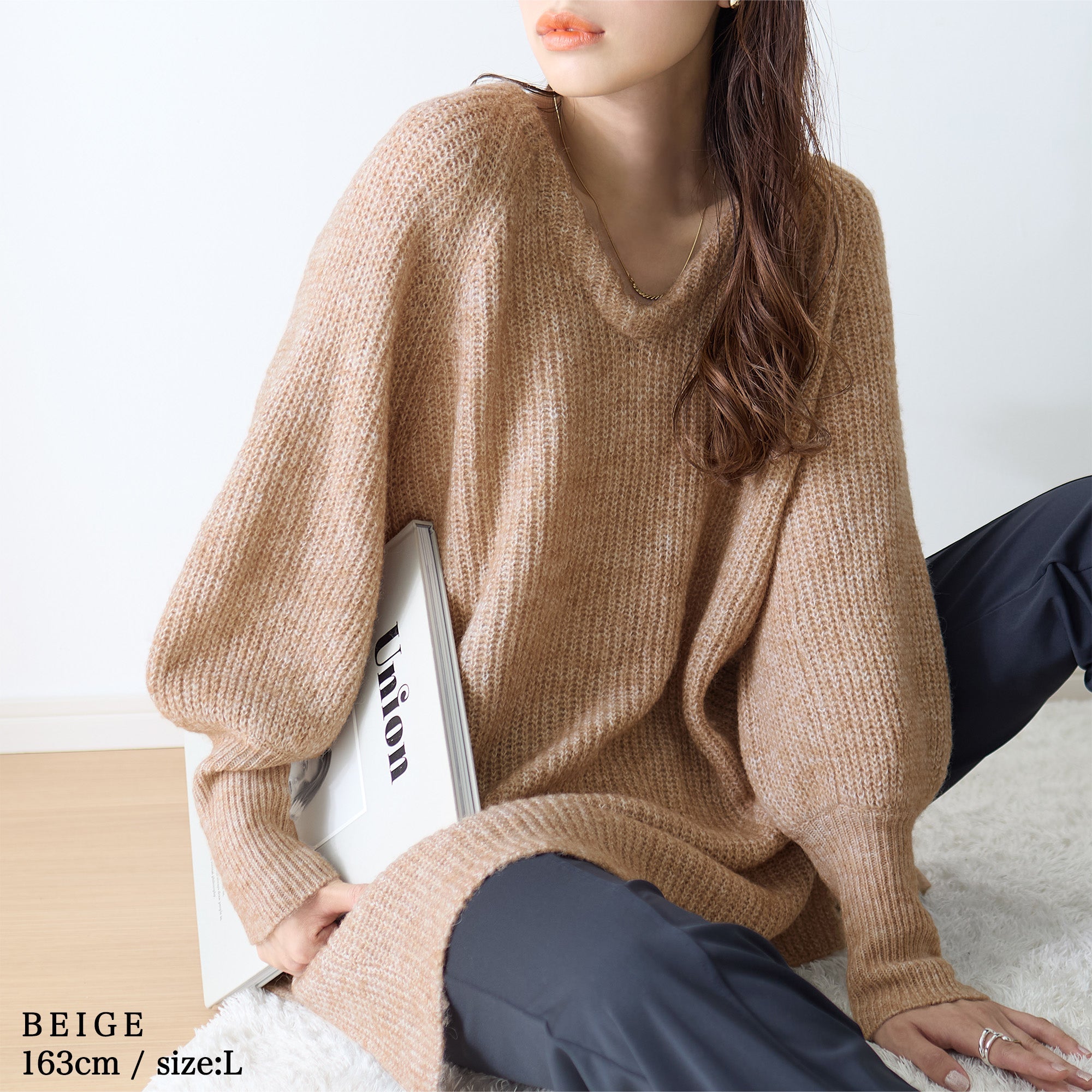 RUYSSELNO CIDAM（ラッセルノ）Vネックニット　セーター　サイズ6 ゆったり袖Vネックセーター｜トップス レディース トレンド ニット｜ReDial