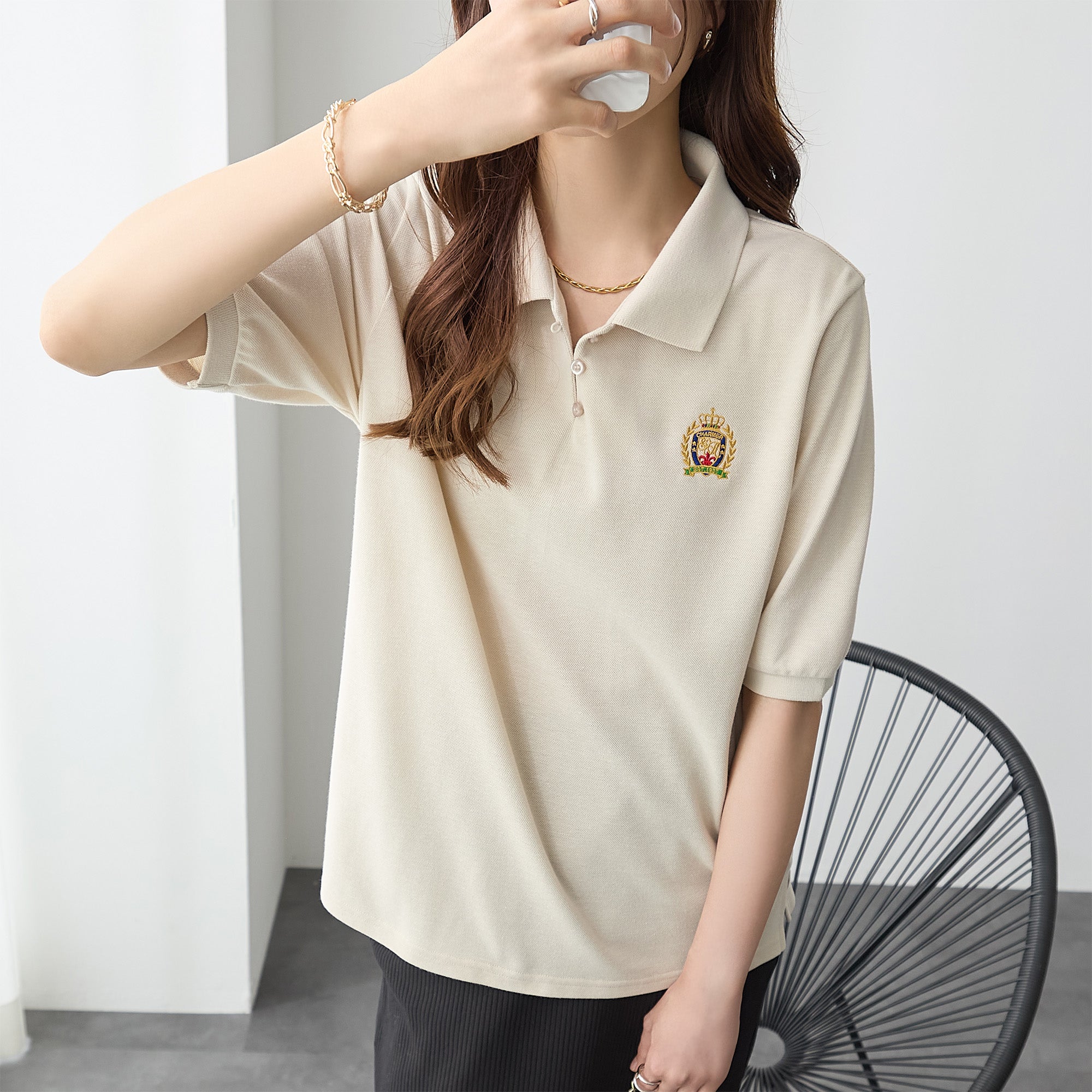 刺しゅうポロシャツ｜トップス レディース トレンド シャツ｜ReDial
