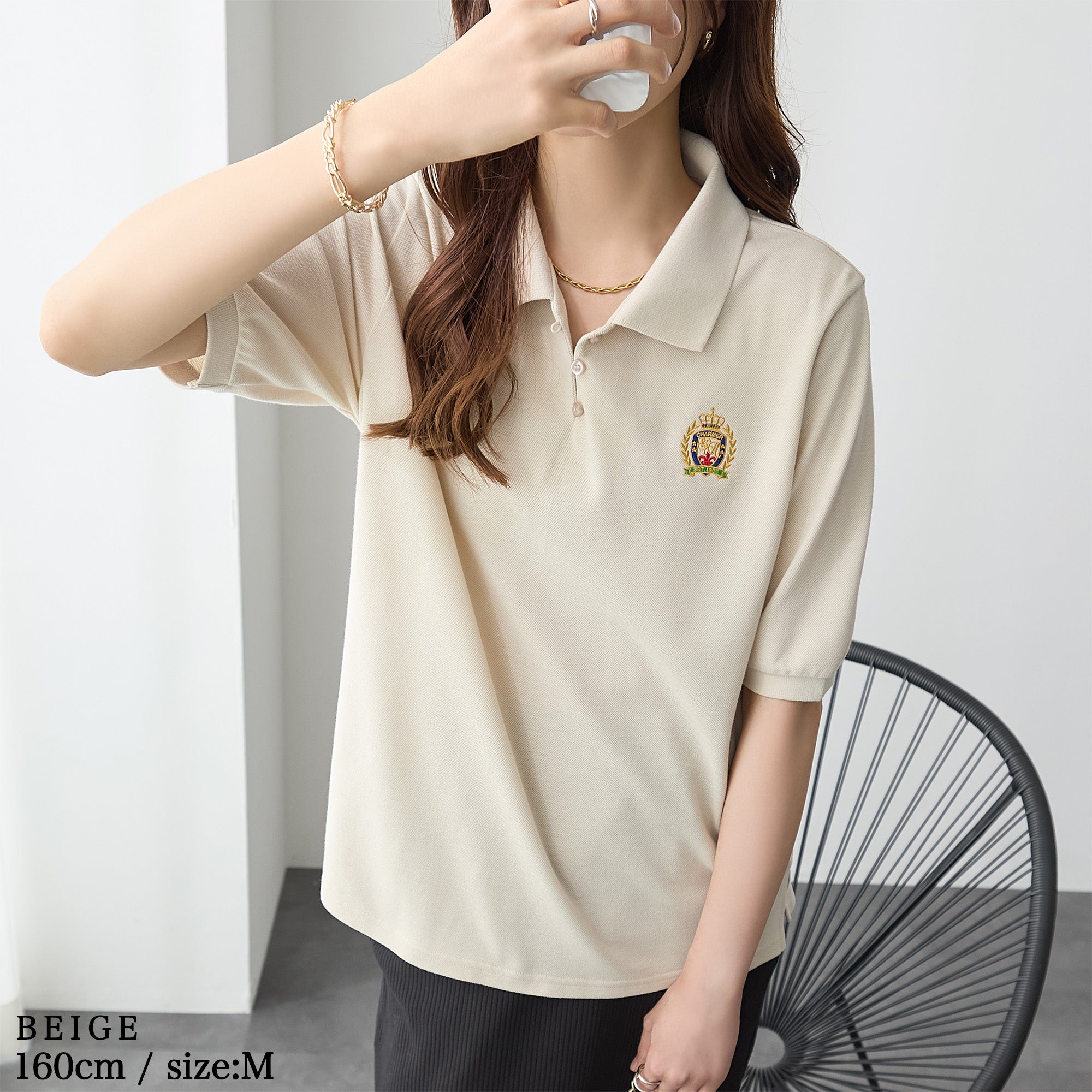 刺しゅうポロシャツ｜トップス レディース トレンド シャツ｜ReDial
