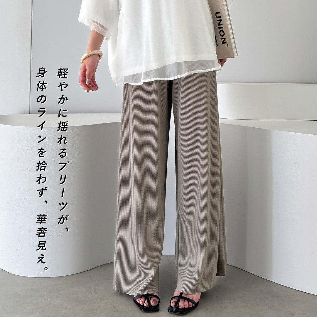 <span>【クーポンで2999円！】</span>【ボトムス】『着映えるプリーツパンツ』プリントプリーツパンツ