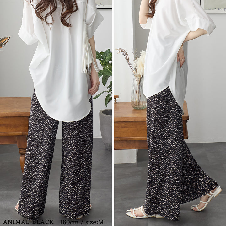 <span>【クーポンで2999円！】</span>【ボトムス】『着映えるプリーツパンツ』プリントプリーツパンツ