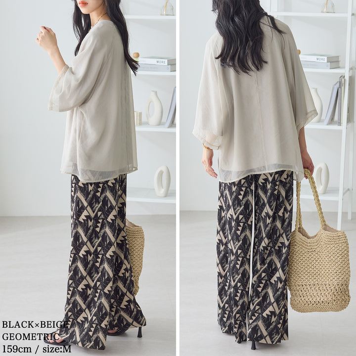 <span>【クーポンで2999円！】</span>【ボトムス】『着映えるプリーツパンツ』プリントプリーツパンツ