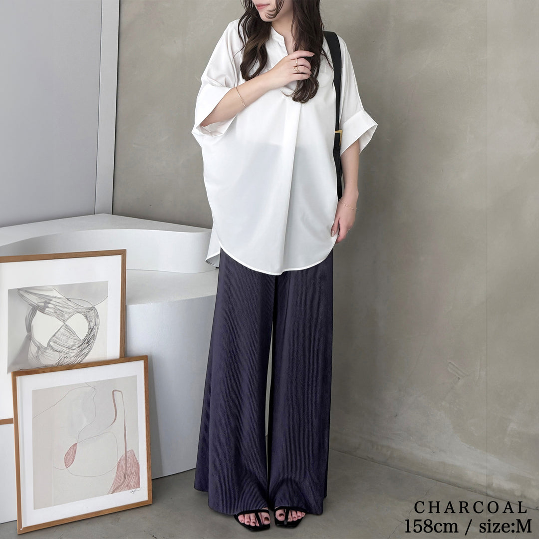 <span>【クーポンで2999円！】</span>【ボトムス】『着映えるプリーツパンツ』プリントプリーツパンツ