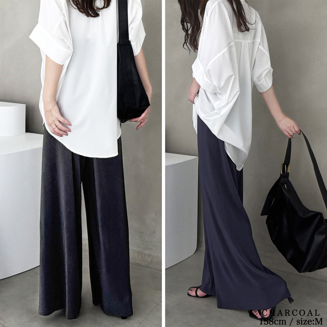 <span>【クーポンで2999円！】</span>【ボトムス】『着映えるプリーツパンツ』プリントプリーツパンツ