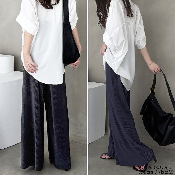 <span>【クーポンで2999円！】</span>【ボトムス】『着映えるプリーツパンツ』プリントプリーツパンツ