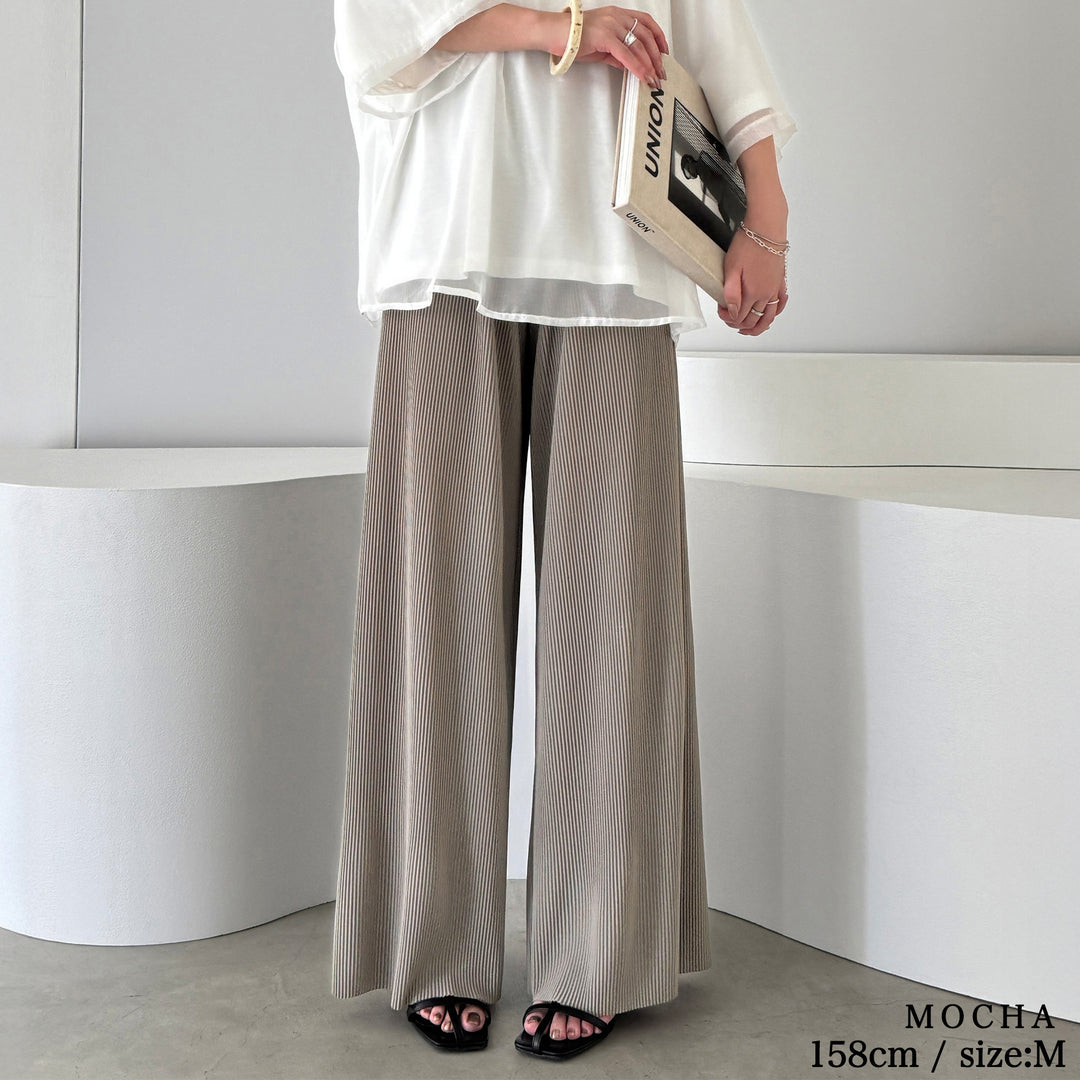 <span>【クーポンで2999円！】</span>【ボトムス】『着映えるプリーツパンツ』プリントプリーツパンツ