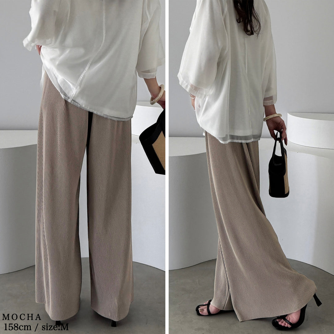 <span>【クーポンで2999円！】</span>【ボトムス】『着映えるプリーツパンツ』プリントプリーツパンツ