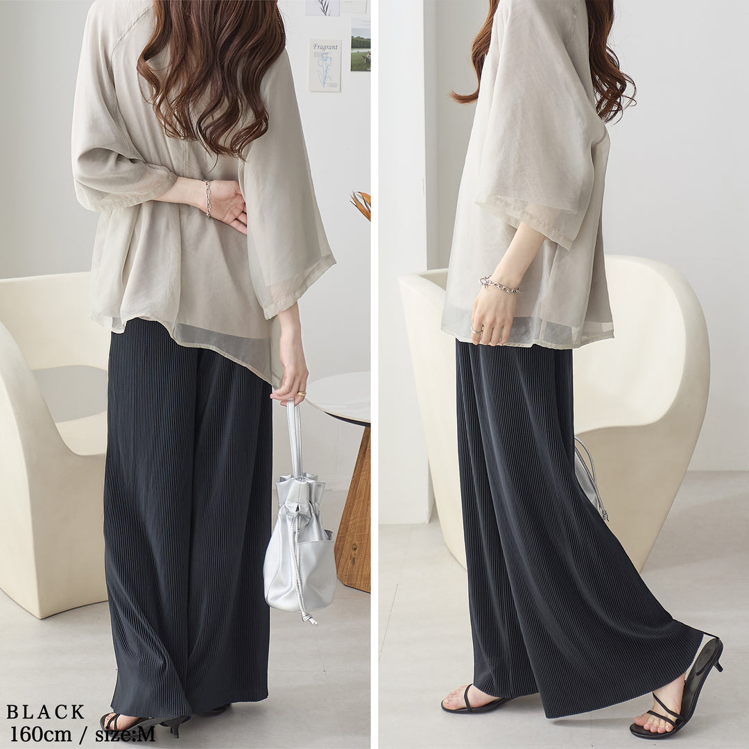 <span>【クーポンで2999円！】</span>【ボトムス】『着映えるプリーツパンツ』プリントプリーツパンツ