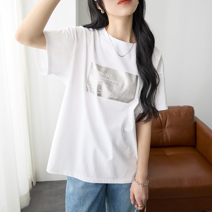 <span>【クーポンで2999円！】</span>【Tシャツ/カットソー】『春映え箔ロゴ』箔プリントＴシャツ