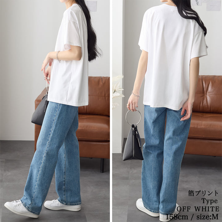 <span>【クーポンで2999円！】</span>【Tシャツ/カットソー】『春映え箔ロゴ』箔プリントＴシャツ