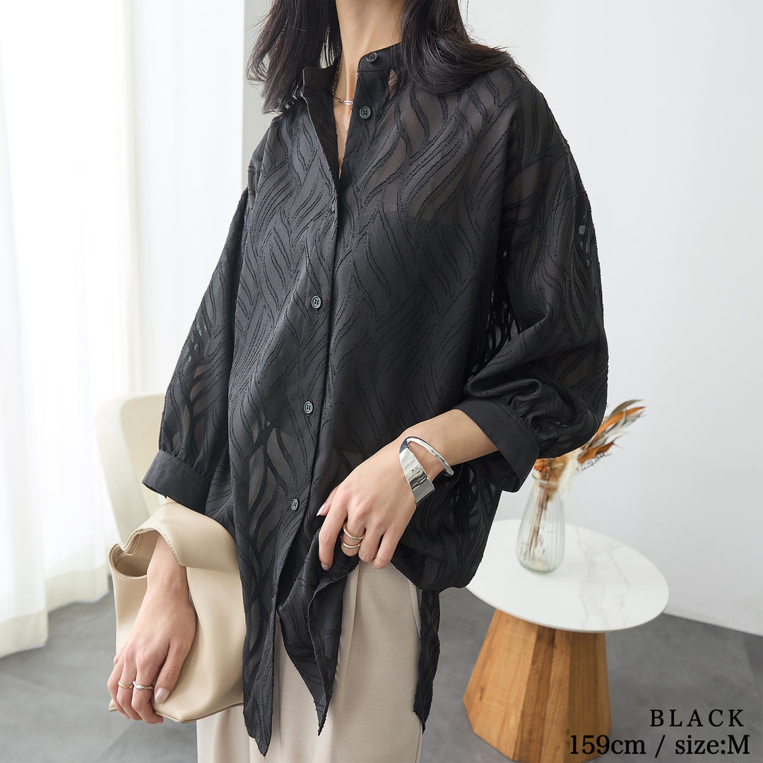 <span>【クーポンで3999円！】</span>【シャツ/ブラウス】『春映えシアー』シアージャカードブラウス