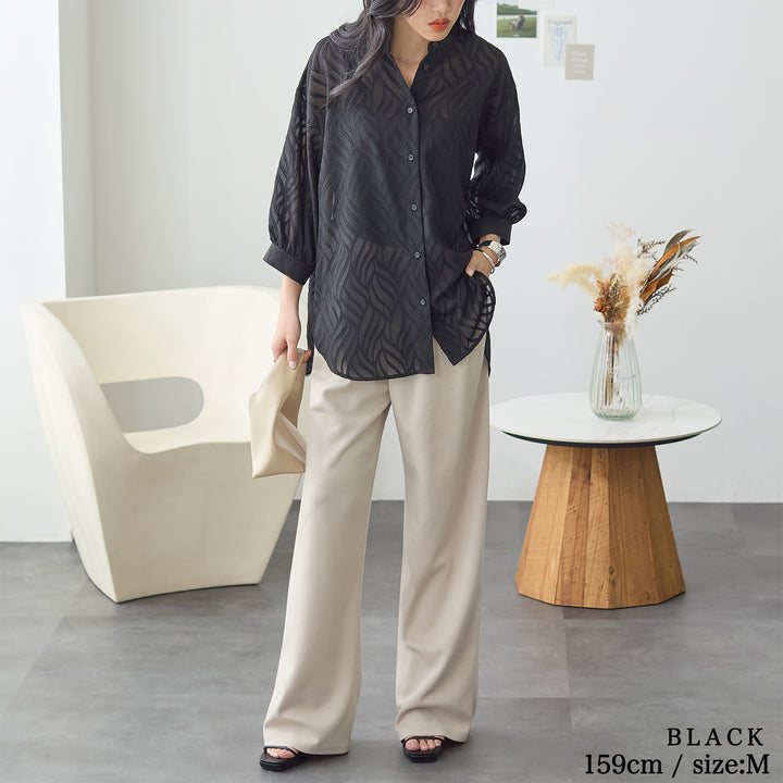 <span>【クーポンで3999円！】</span>【シャツ/ブラウス】『春映えシアー』シアージャカードブラウス