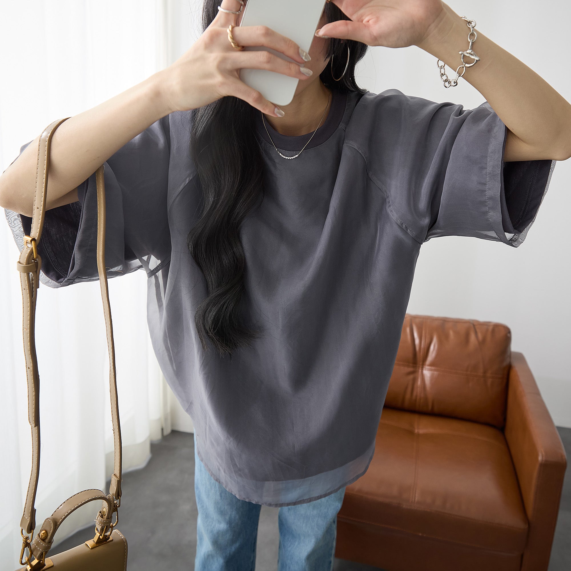 オーガンジー重ねTシャツ｜トップス レディース トレンド カットソー