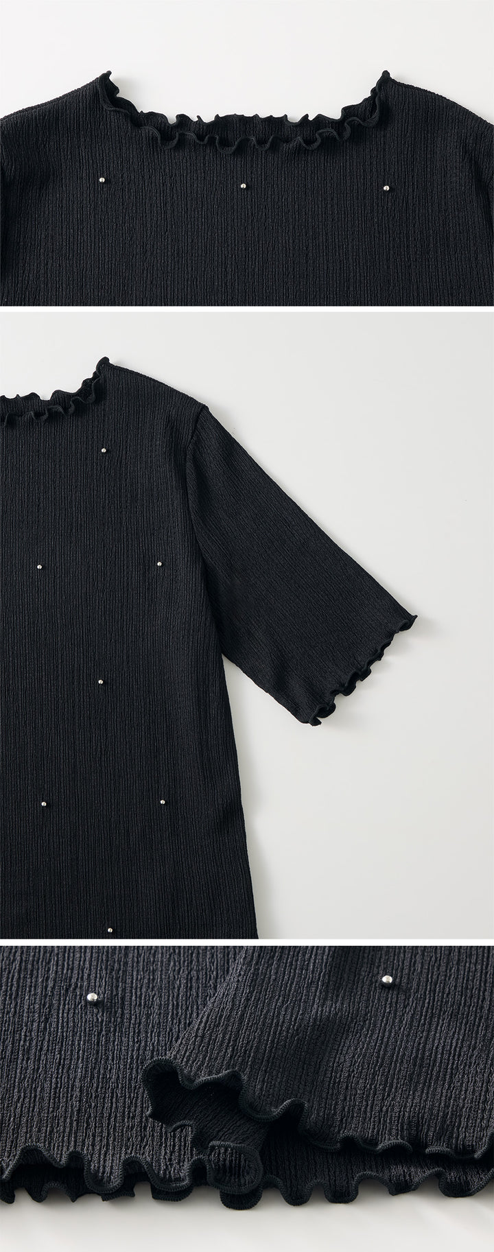 <span>【クーポンで2999円！】</span>【Tシャツ/カットソー】『活躍”ビジュー”T』ビジュープルオーバー