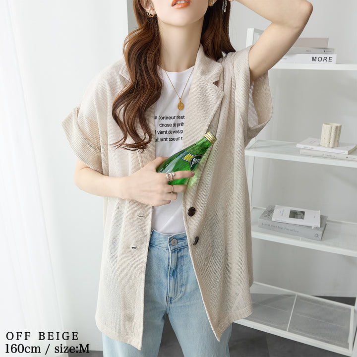<span>【クーポンで3999円！】</span>【コート/ジャケット】『夏映え”ゆる”ジャケット』メッシュテーラーシャツジャケット