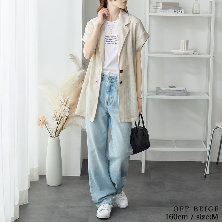 <span>【クーポンで3999円！】</span>【コート/ジャケット】『夏映え”ゆる”ジャケット』メッシュテーラーシャツジャケット
