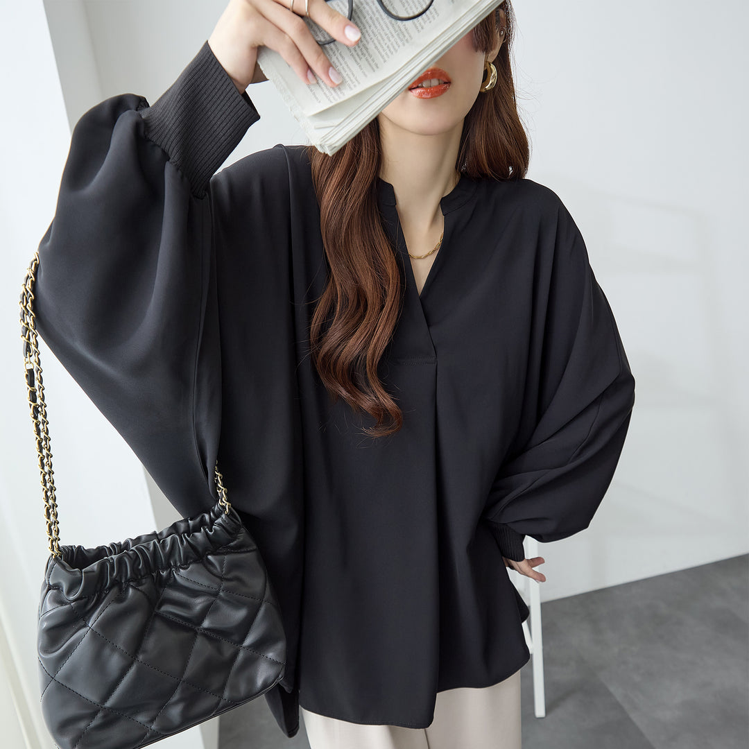 <span>【クーポンで3,999円！】</span>【シャツ/ブラウス】 『活躍”ゆる”ブラウス』袖リブスキッパーブラウス