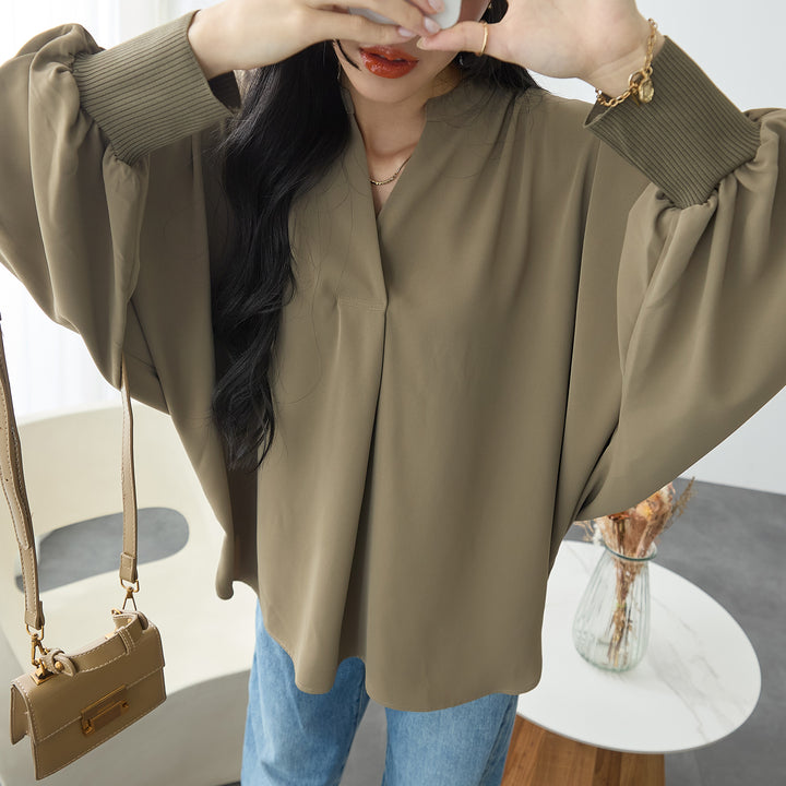 <span>【クーポンで3,999円！】</span>【シャツ/ブラウス】 『活躍”ゆる”ブラウス』袖リブスキッパーブラウス