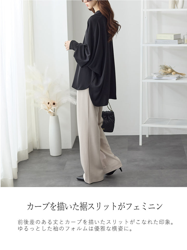 <span>【クーポンで3,999円！】</span>【シャツ/ブラウス】 『活躍”ゆる”ブラウス』袖リブスキッパーブラウス