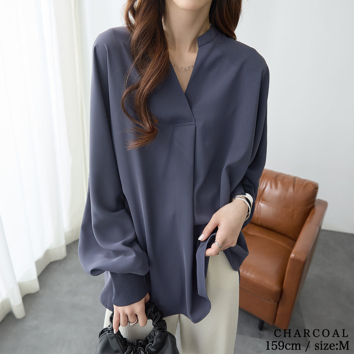 <span>【クーポンで3,999円！】</span>【シャツ/ブラウス】 『活躍”ゆる”ブラウス』袖リブスキッパーブラウス