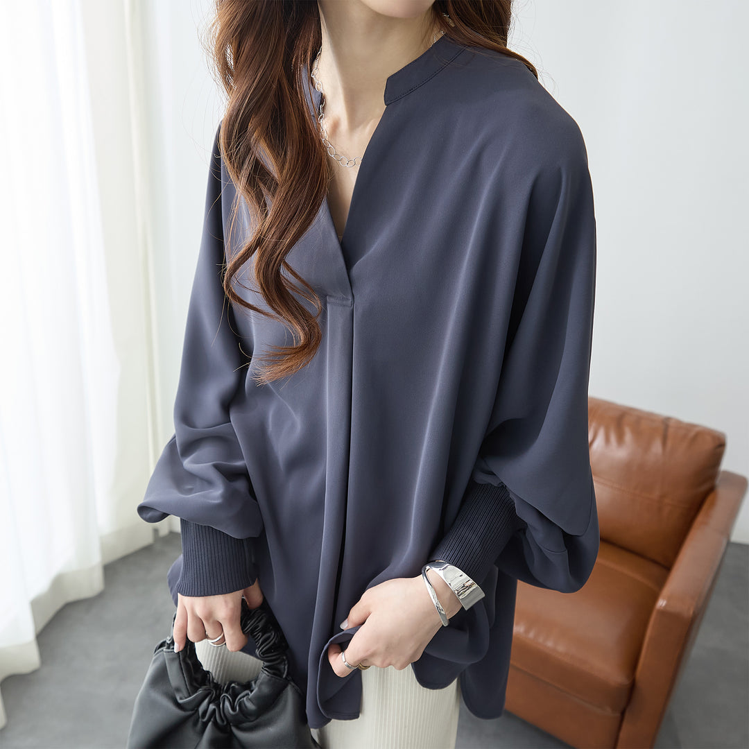 <span>【クーポンで3,999円！】</span>【シャツ/ブラウス】 『活躍”ゆる”ブラウス』袖リブスキッパーブラウス