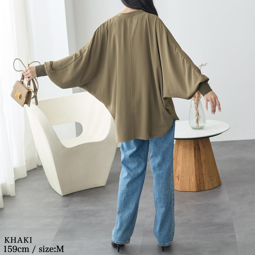 <span>【クーポンで3,999円！】</span>【シャツ/ブラウス】 『活躍”ゆる”ブラウス』袖リブスキッパーブラウス