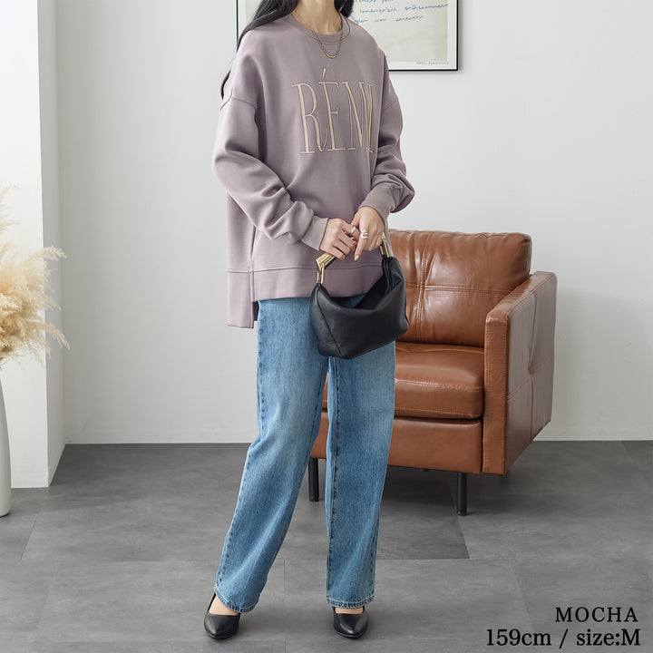 <span>【クーポンで3499円！】</span>【スウェット】『きれい見えスウェット』リッチエアジャージー金糸刺繍ロゴスウェット