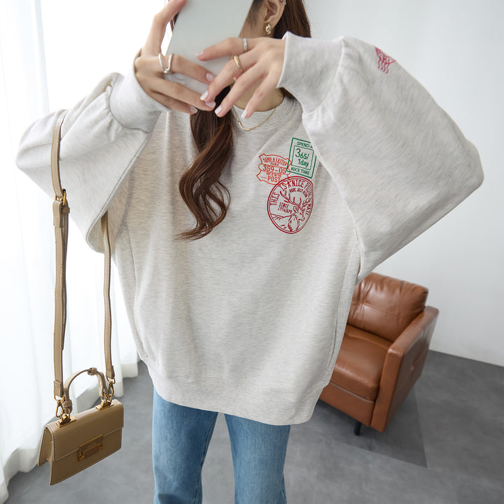 <span>【クーポンで2,999円！】</span>【スウェット】『可愛い刺繍』スタンプ刺繍スウェット