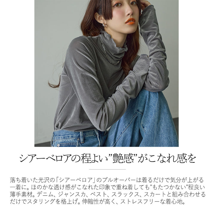 <span>【クーポンで2,999円！】</span>【Tシャツ/カットソー】『着映えるシアーベロア』シアーベロアトップス