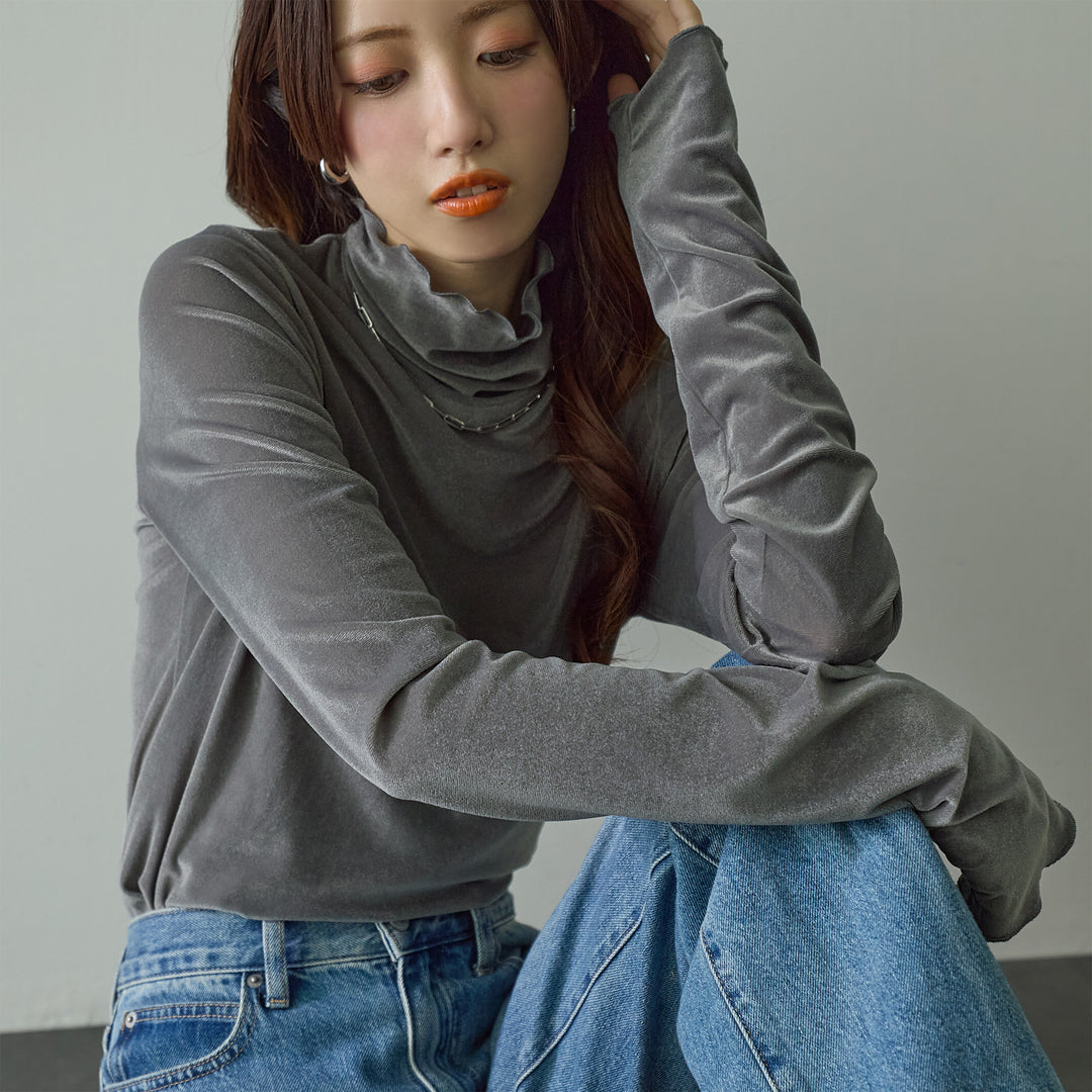 <span>【クーポンで2,999円！】</span>【Tシャツ/カットソー】『着映えるシアーベロア』シアーベロアトップス