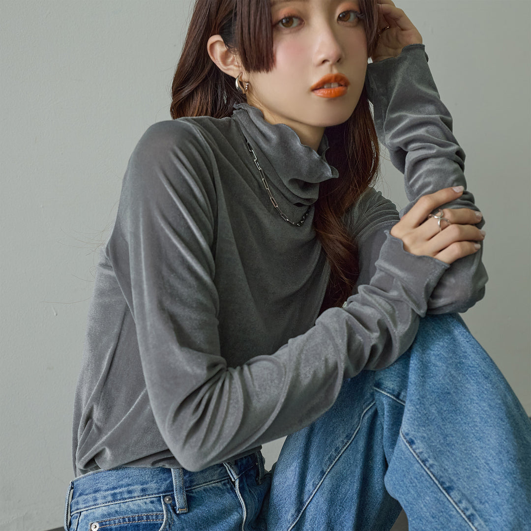 <span>【クーポンで2,999円！】</span>【Tシャツ/カットソー】『着映えるシアーベロア』シアーベロアトップス