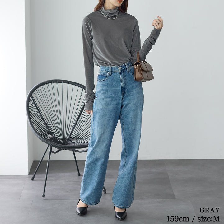 <span>【クーポンで2,999円！】</span>【Tシャツ/カットソー】『着映えるシアーベロア』シアーベロアトップス