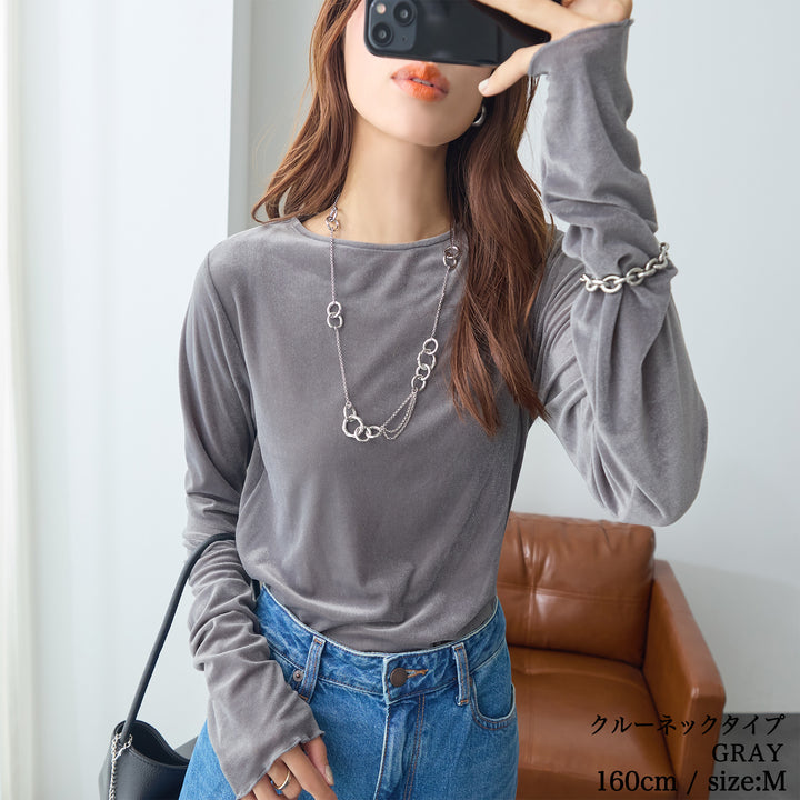 <span>【クーポンで2,999円！】</span>【Tシャツ/カットソー】『着映えるシアーベロア』シアーベロアトップス