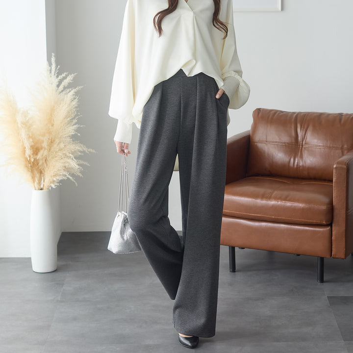 <span>【クーポンで2,999円！】</span>【ボトムス】『”美フォルム”ワイド』リッチエアジャージー2タックパンツ