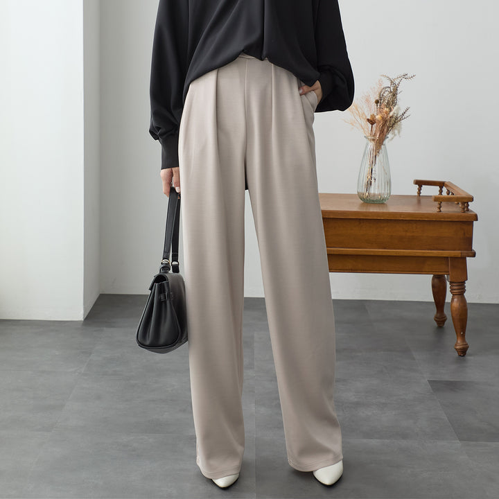 <span>【クーポンで2,999円！】</span>【ボトムス】『”美フォルム”ワイド』リッチエアジャージー2タックパンツ