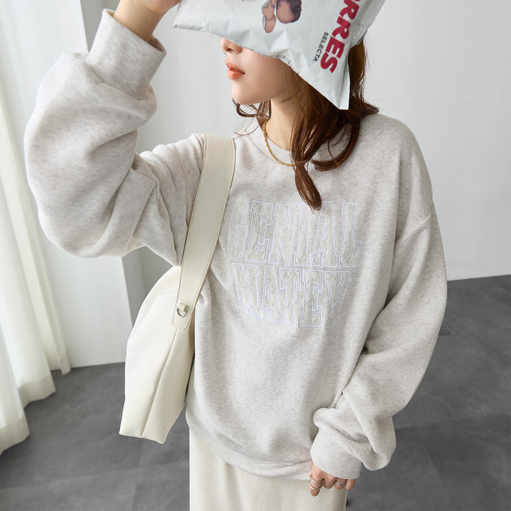 <span>【クーポンで2999円！】</span>【スウェット】 『可愛いレースロゴ』レースロゴ刺繍スウェット