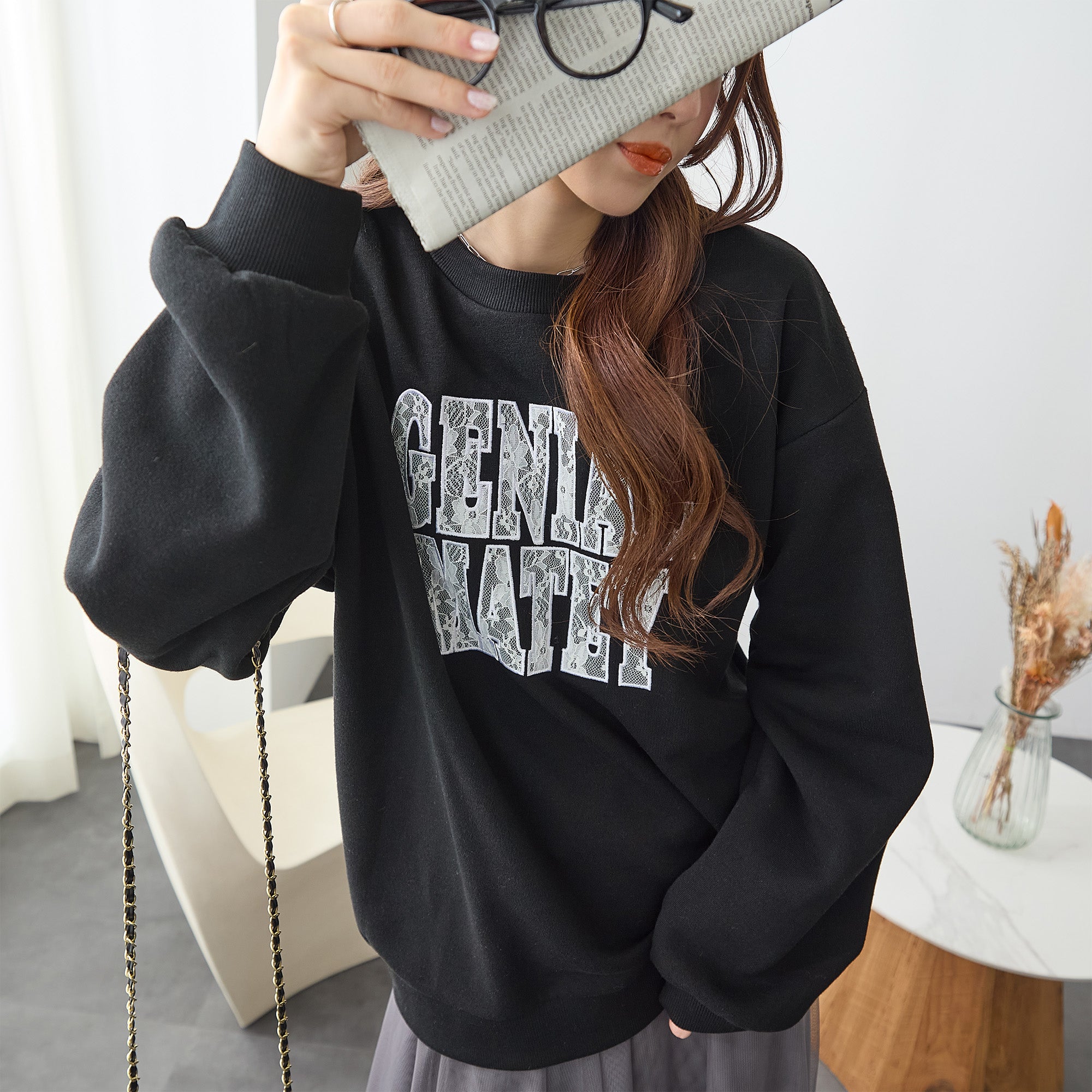 レースロゴ刺繍スウェット | トップス レディース トレンド スウェット