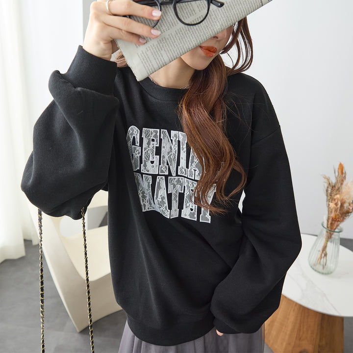 <span>【クーポンで2999円！】</span>【スウェット】 『可愛いレースロゴ』レースロゴ刺繍スウェット