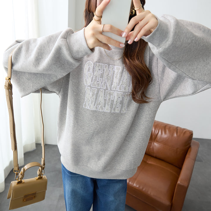 <span>【クーポンで2999円！】</span>【スウェット】 『可愛いレースロゴ』レースロゴ刺繍スウェット