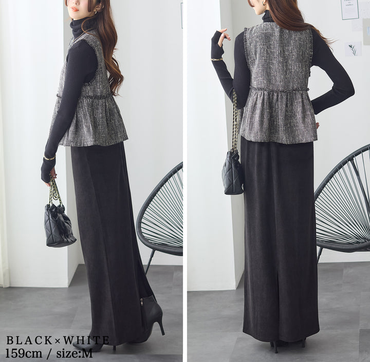 <span>【クーポンで3999円！】</span>【コート/ジャケット】『格上げツイード調ベスト』ジッパー使いツイード調ベスト