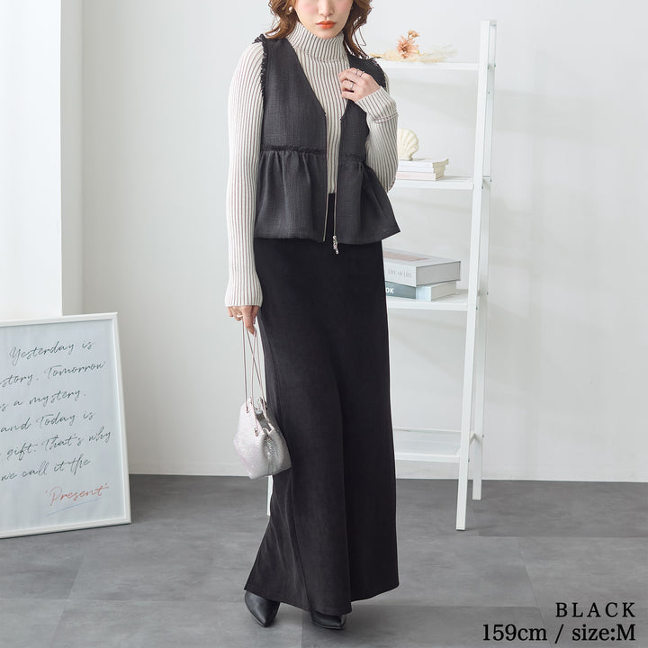 <span>【クーポンで3999円！】</span>【コート/ジャケット】『格上げツイード調ベスト』ジッパー使いツイード調ベスト