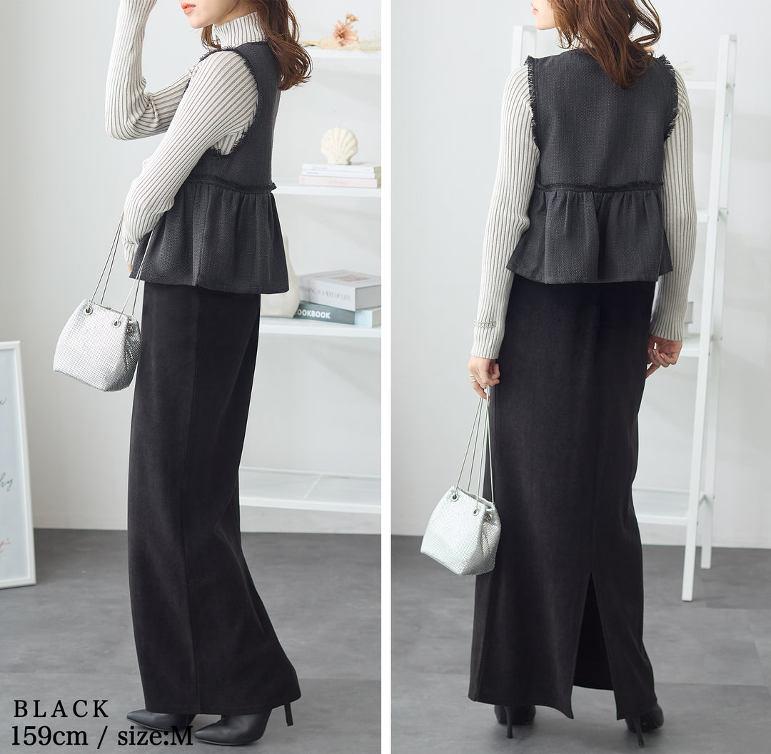 <span>【クーポンで3999円！】</span>【コート/ジャケット】『格上げツイード調ベスト』ジッパー使いツイード調ベスト