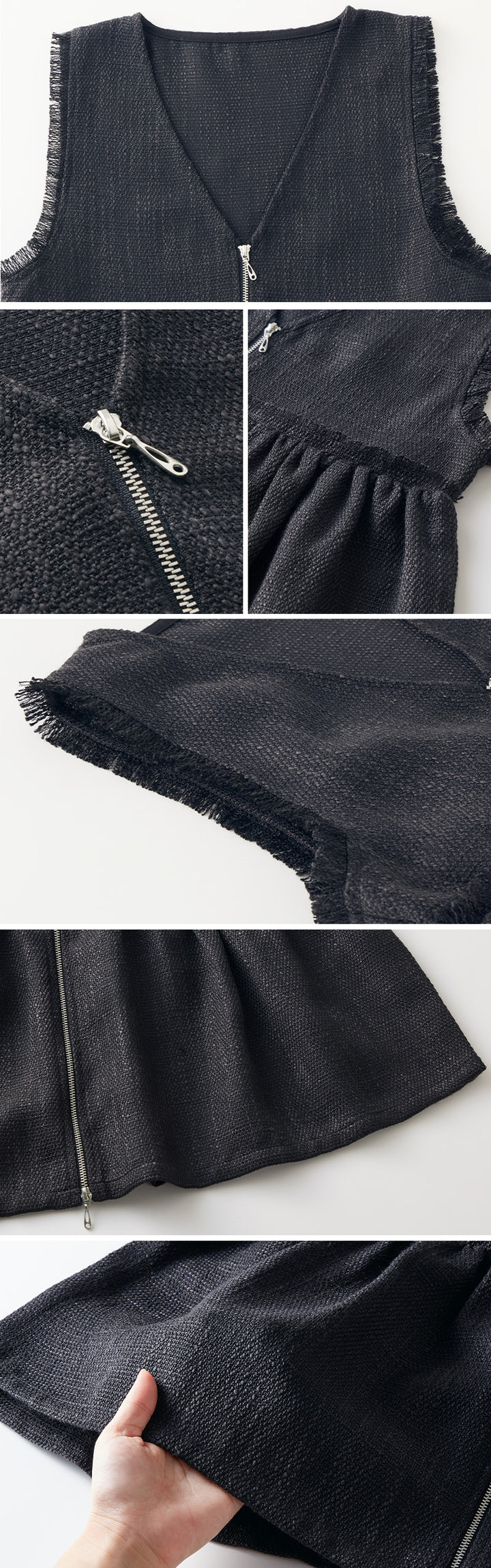 <span>【クーポンで3999円！】</span>【コート/ジャケット】『格上げツイード調ベスト』ジッパー使いツイード調ベスト