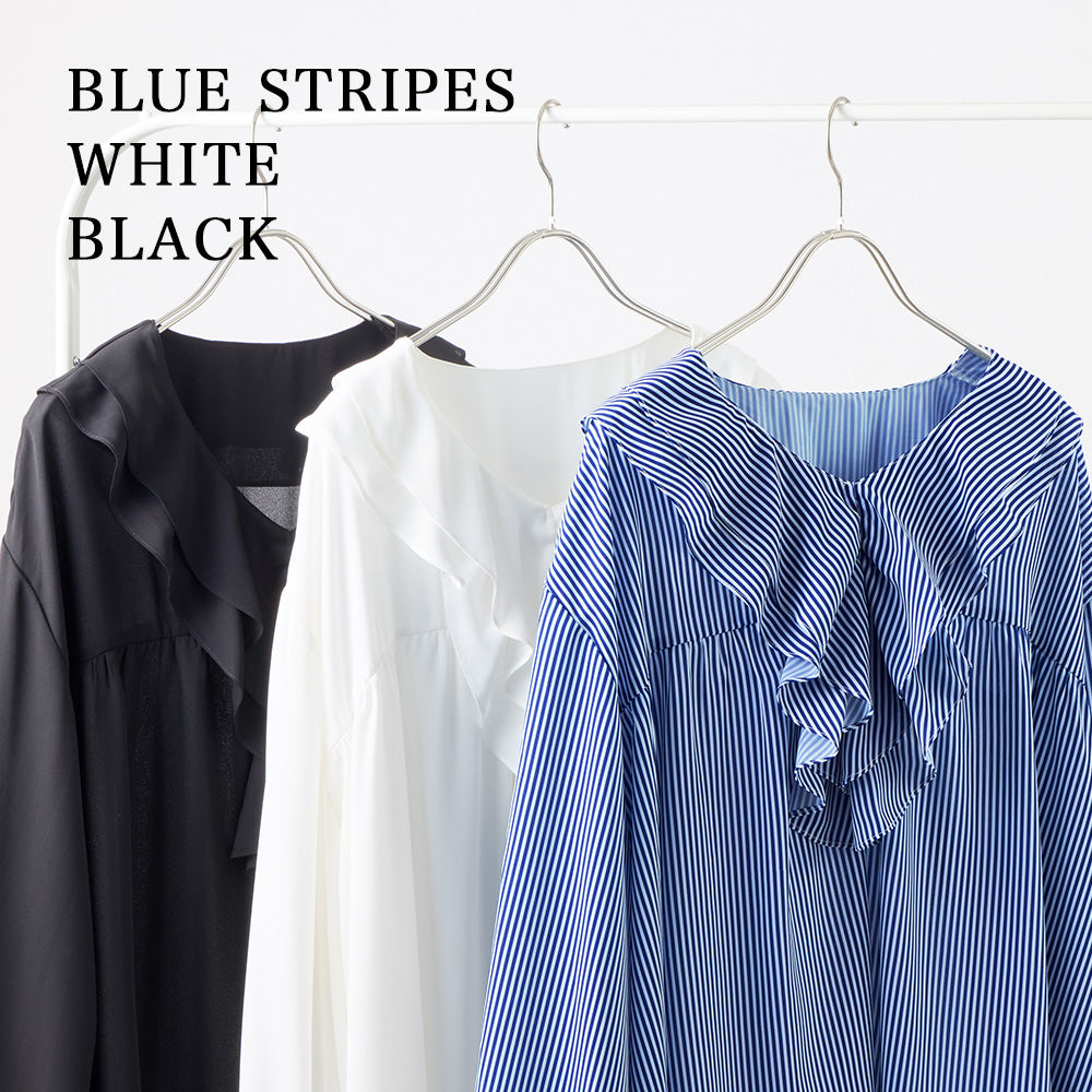 <span>【クーポンで3999円！】</span>【シャツ/ブラウス】『”ゆる”っとフリル』 フリル衿ブラウス