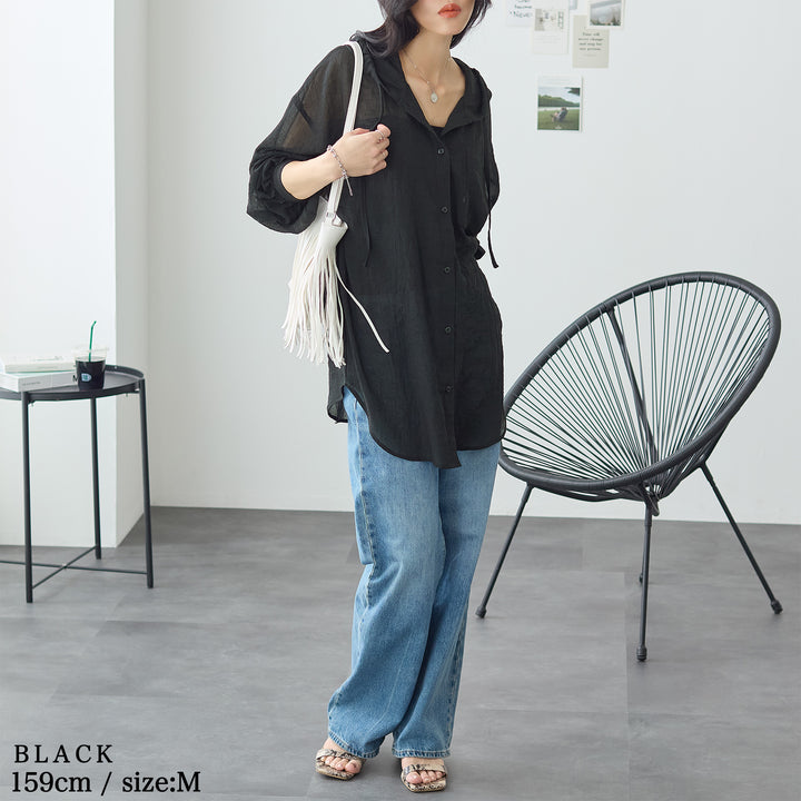 <span>【クーポンで3999円！】</span>【コート/ジャケット】『抜け感フーディー』 シアーフーディージャケット