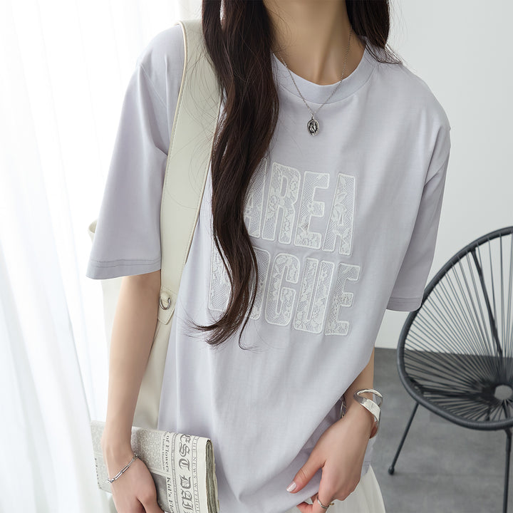<span>【クーポンで2999円！】</span>【Tシャツ/カットソー】『レースなロゴT』 レースロゴTシャツ
