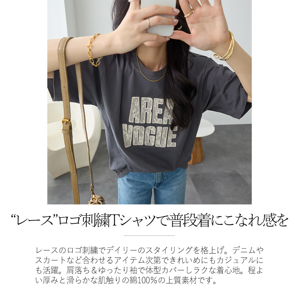 <span>【クーポンで2999円！】</span>【Tシャツ/カットソー】『レースなロゴT』 レースロゴTシャツ